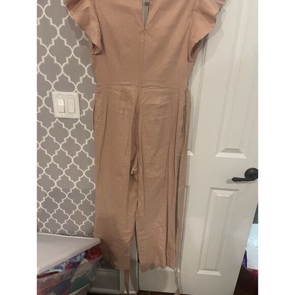 Rachel Parcell pink ruffle short sleeve jumpsuit Medium Blush - Picture 3 of 4